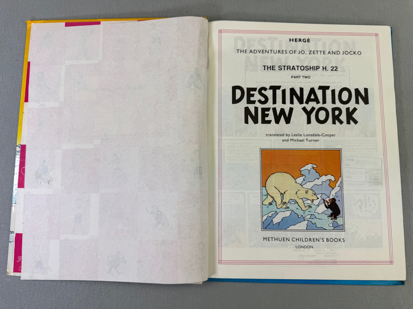 Destination New York 1989 Methuen 2nd UK Edition Hardback Herge Jo Zette Tintin