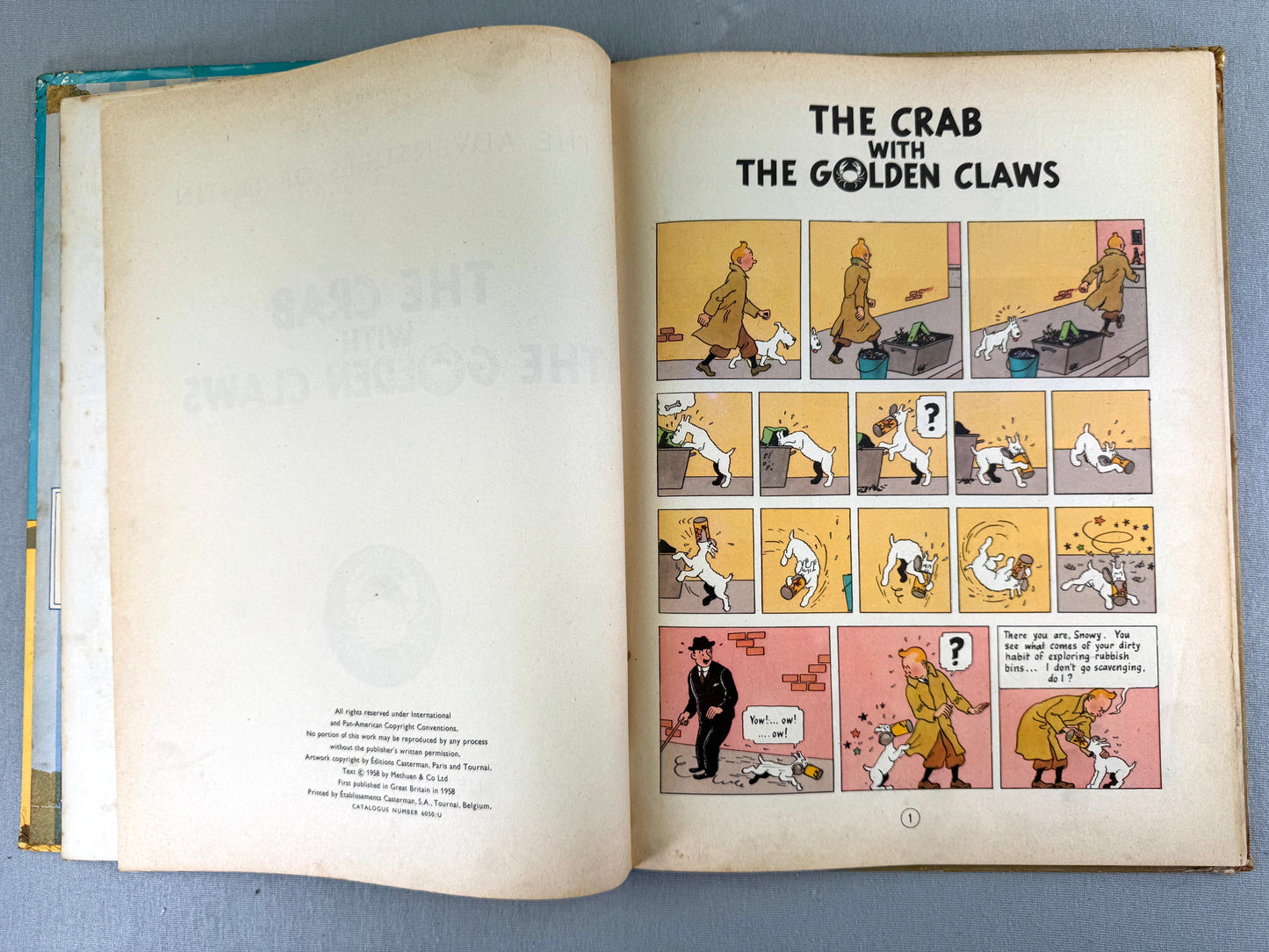 The Crab with the Golden Claws Methuen 1958 1st Edition Hardback Rare Tintin book Herge EO