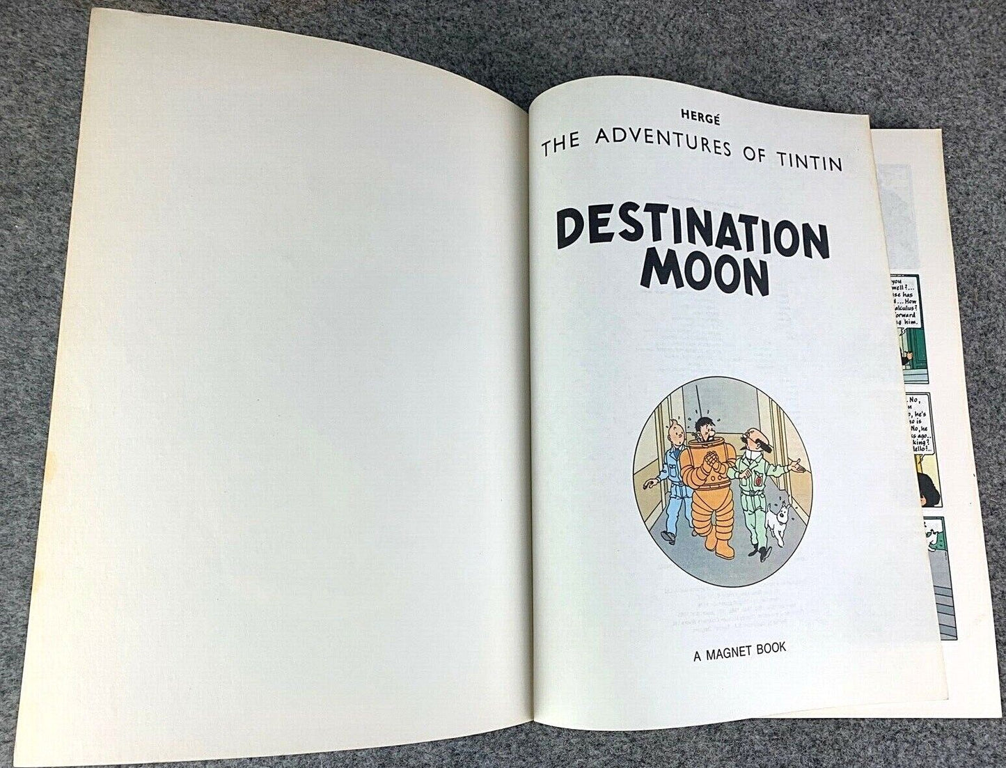 Tintin's Moon Adventure Magnet 1986 1st Edition Paperback Hyslop text Herge EO