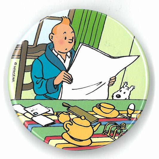 Tintin Reading - Moulinsart Tintin Scene Fridge Magnets 5.5cm