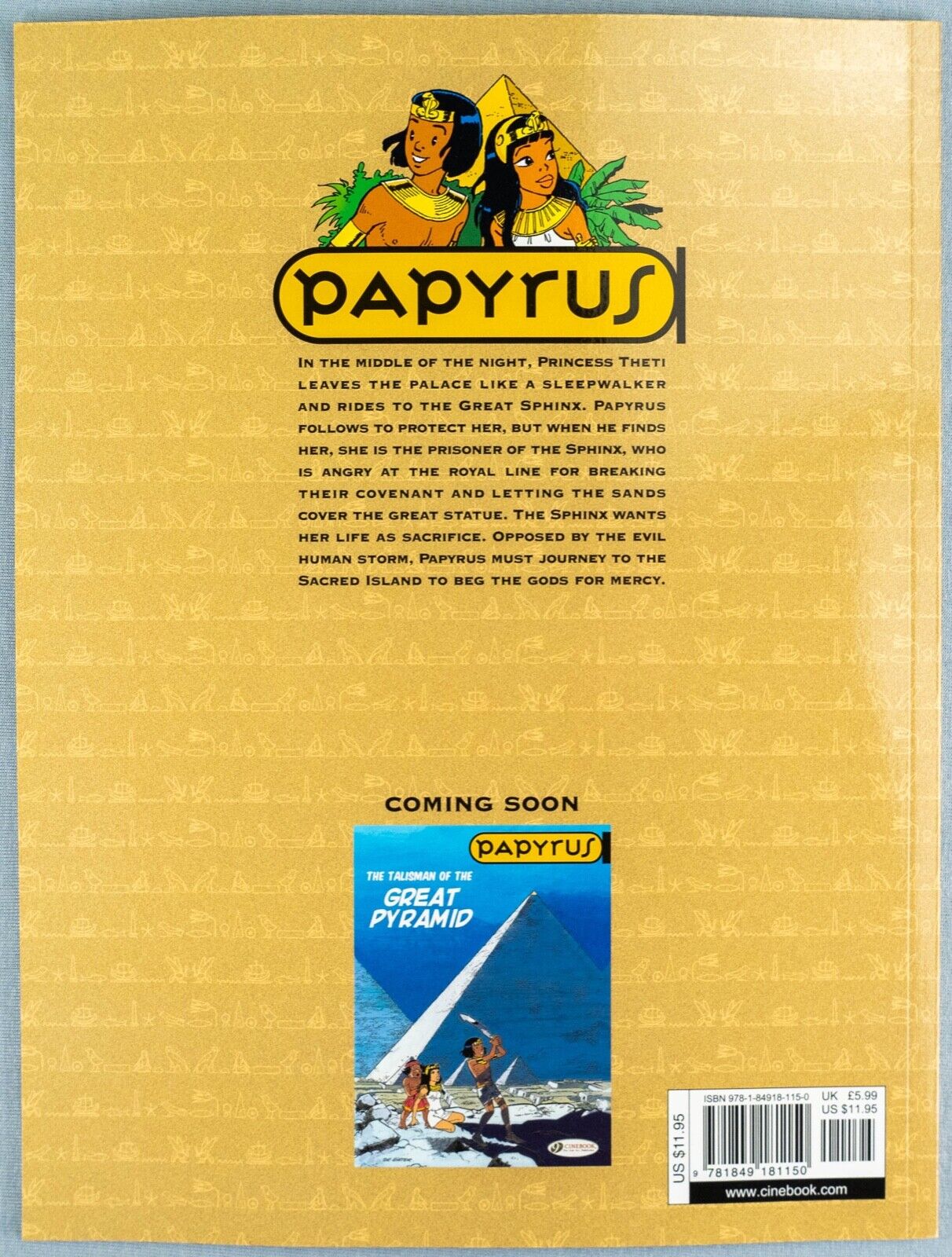 PAPYRUS Volume 5 - The Anger of the Great Sphinx Cinebook Paperback Comic Book by De Gieter