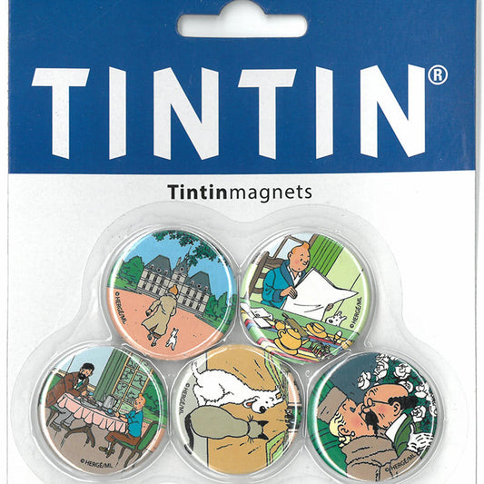 Set of 5 Moulinsart Tintin Scene Fridge Magnets 3cm Snowy/Marlinspike/Haddock