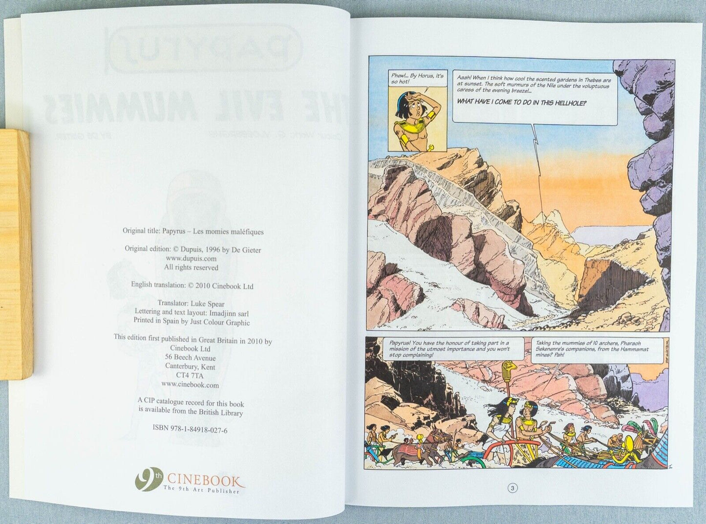 PAPYRUS Volume 4 - The Evil Mummies Cinebook Paperback Comic Book by De Gieter