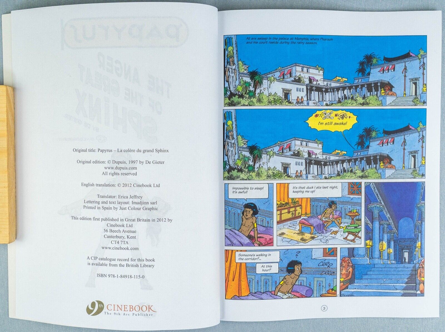 PAPYRUS Volume 5 - The Anger of the Great Sphinx Cinebook Paperback Comic Book by De Gieter