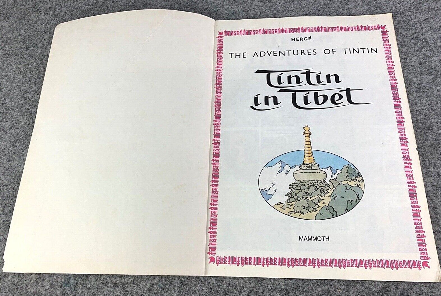 Tintin in Tibet - Tintin Mammoth UK Paperback Edition Book 1990s