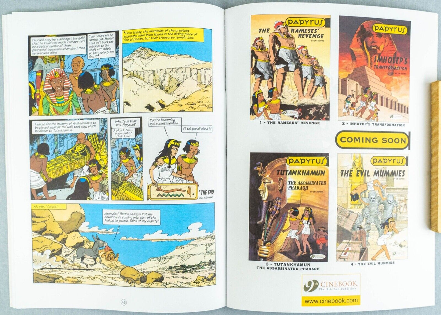 PAPYRUS Volume 3 - Tutankhamun The Assassinated Pharaoh Cinebook Paperback Comic Book by De Gieter
