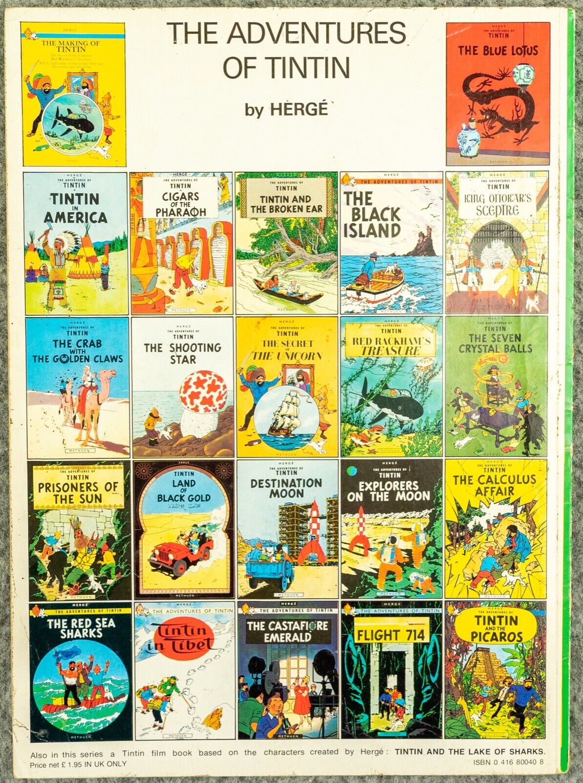 Explorers on the Moon - Tintin Magnet UK Paperback Edition Book 1980s