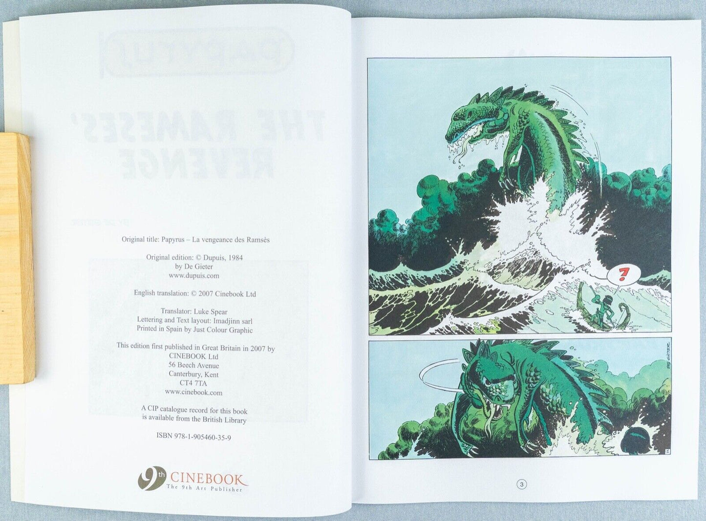 PAPYRUS Volume 1 - The Rameses’ Revenge  Cinebook Paperback Comic Book by De Gieter