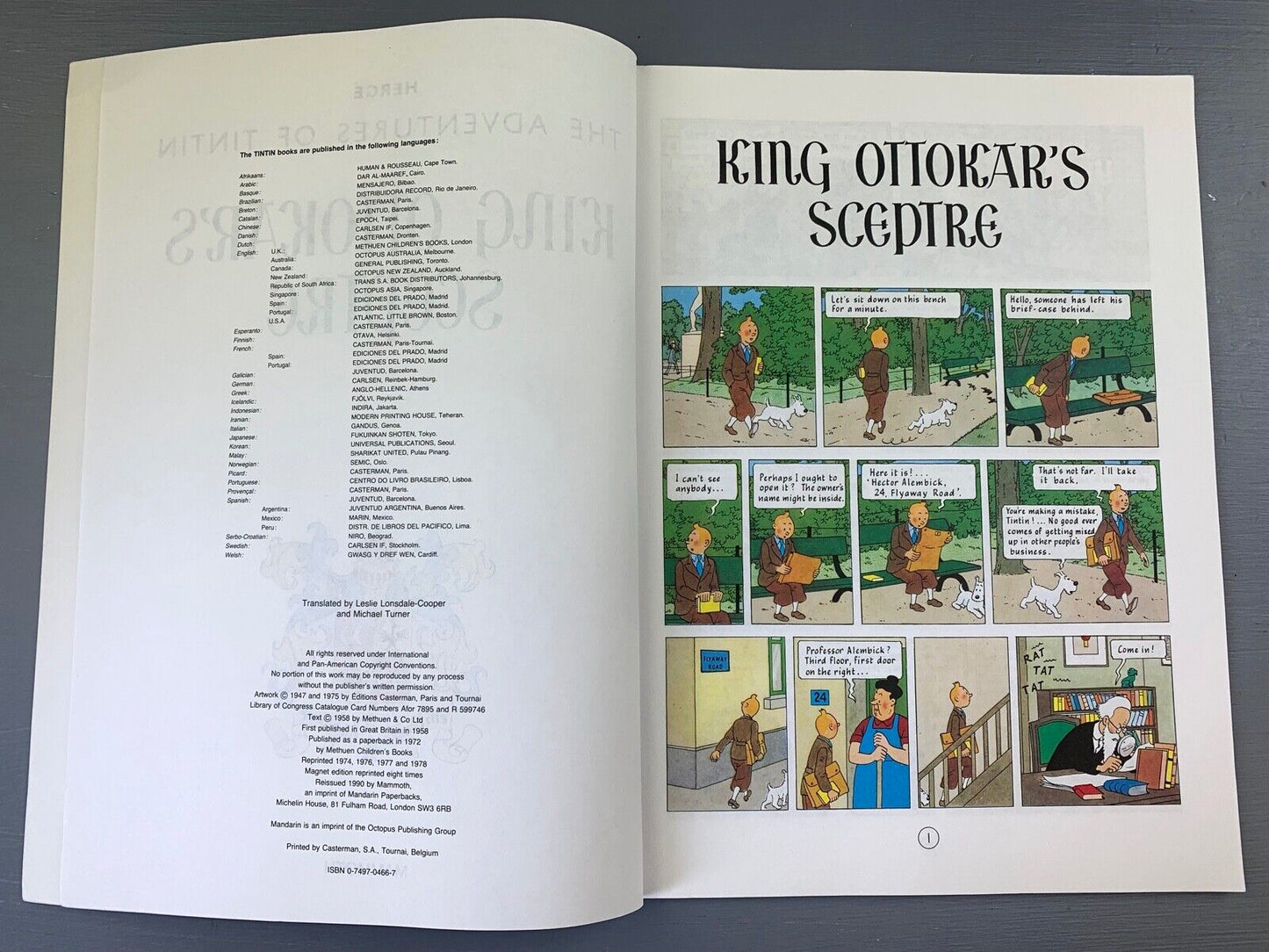 King Ottokars Skeptre - Tintin Mammoth UK Paperback Edition Book 1990s
