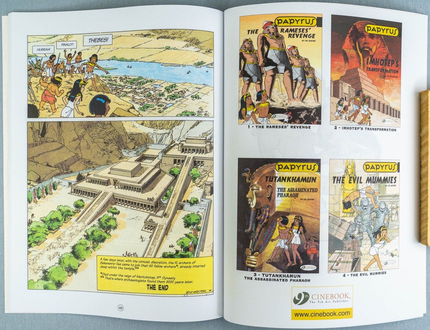 PAPYRUS Volume 4 - The Evil Mummies Cinebook Paperback Comic Book by De Gieter