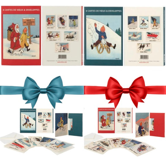 Tintin Christmas Greeting Cards: 2 Sets of 6 - Moulinsart Herge xmas card