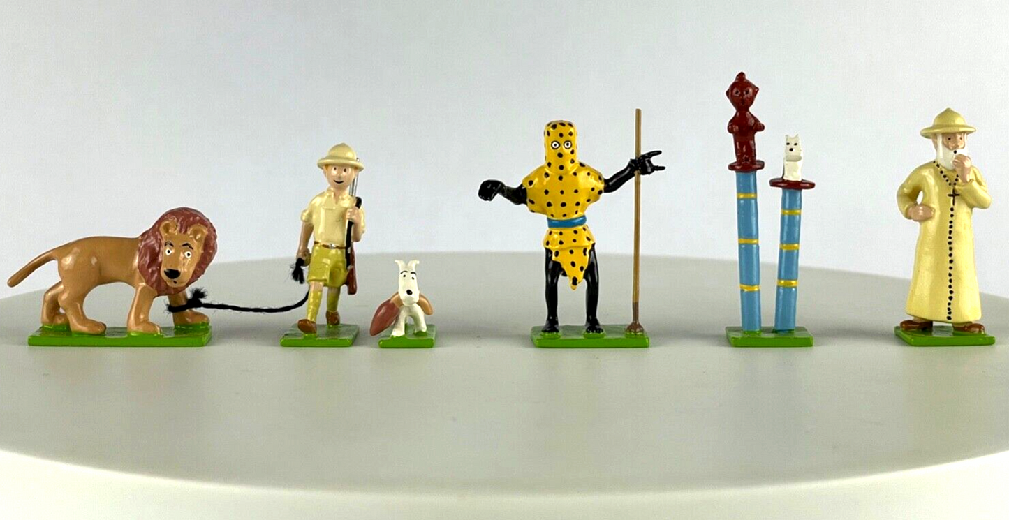 Pixi Mini Serie Tintin Set 46244 "Tintin Au Congo" 2009 6x Metal Figurines RARE