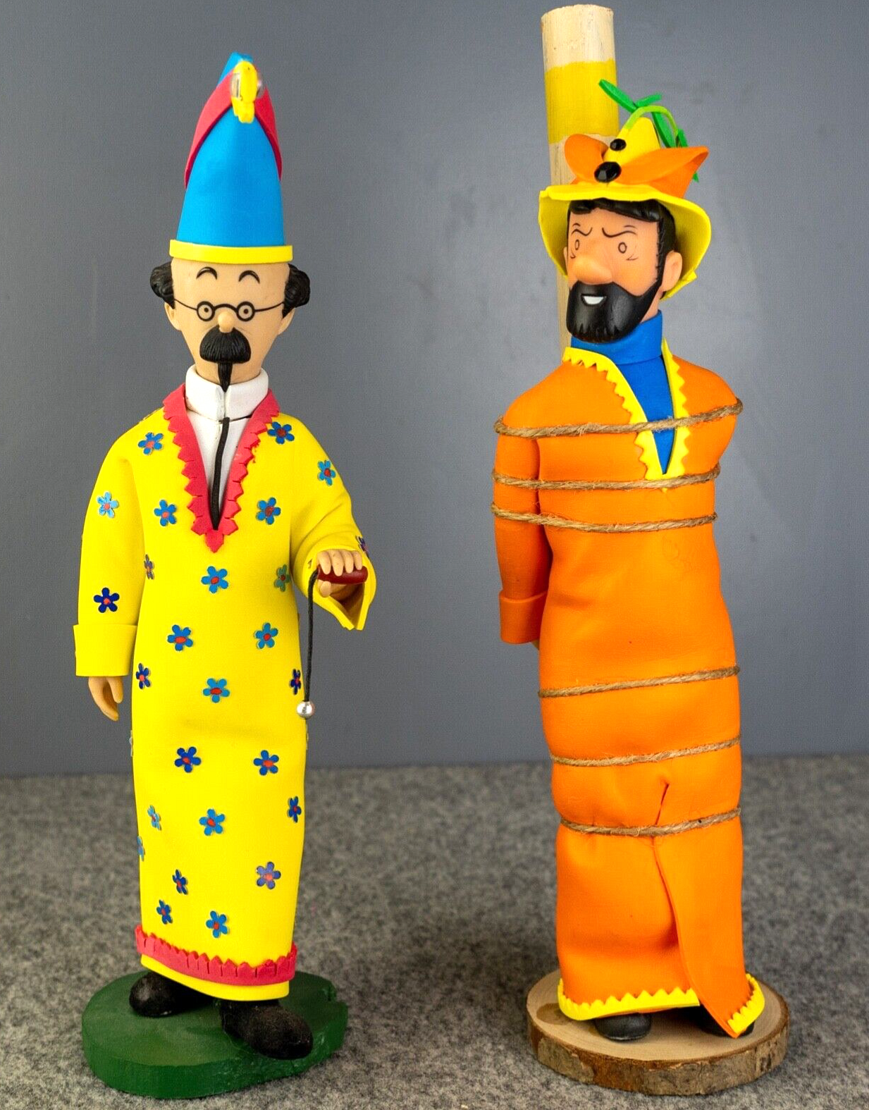 Rare set of 2 Tintin Tyco Dolls: Haddock & Calculus in Prisoners Sun custom 1995