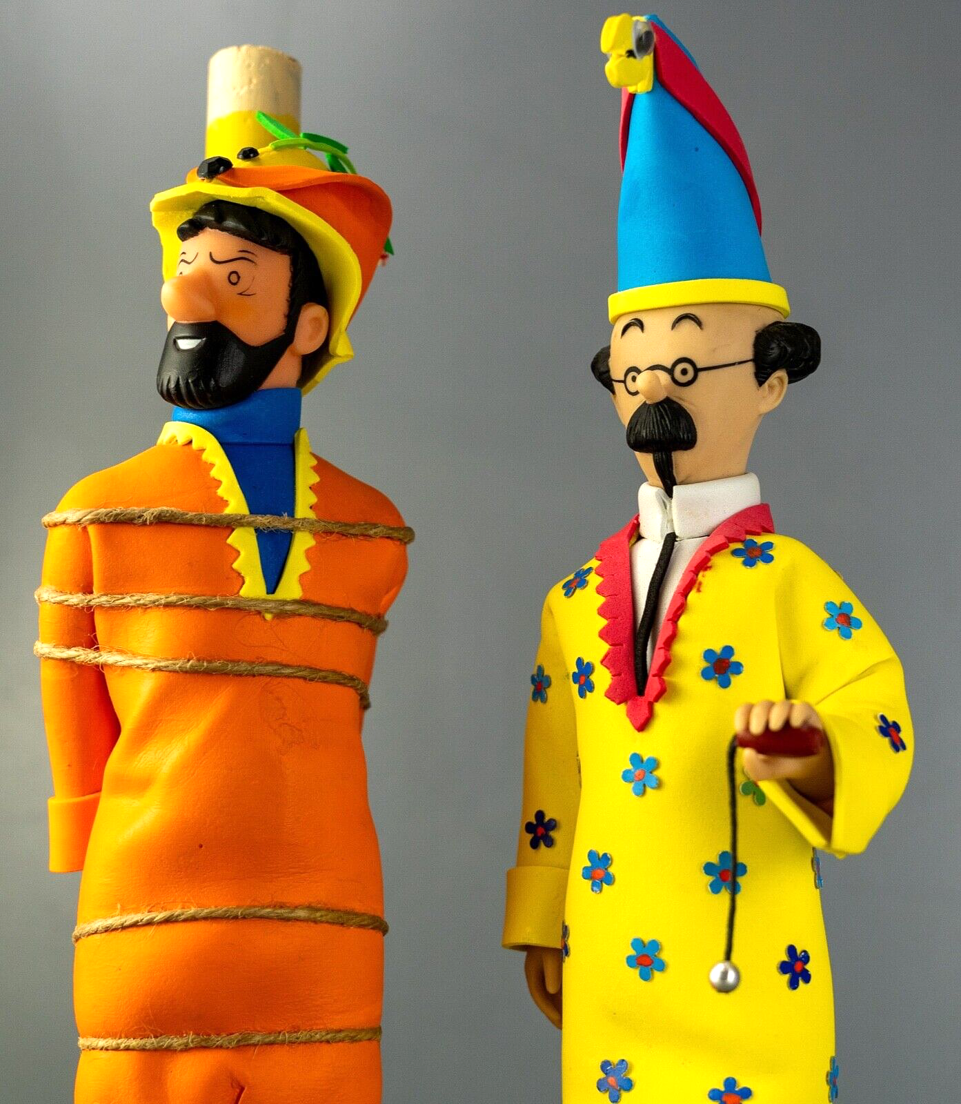 Rare set of 2 Tintin Tyco Dolls: Haddock & Calculus in Prisoners Sun custom 1995