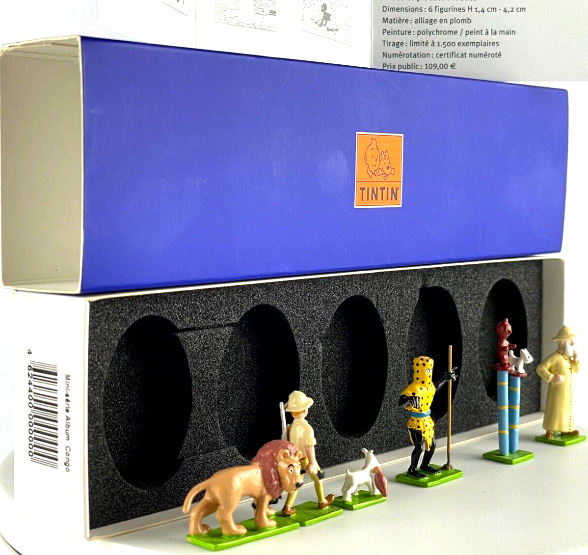 Pixi Mini Serie Tintin Set 46244 "Tintin Au Congo" 2009 6x Metal Figurines RARE