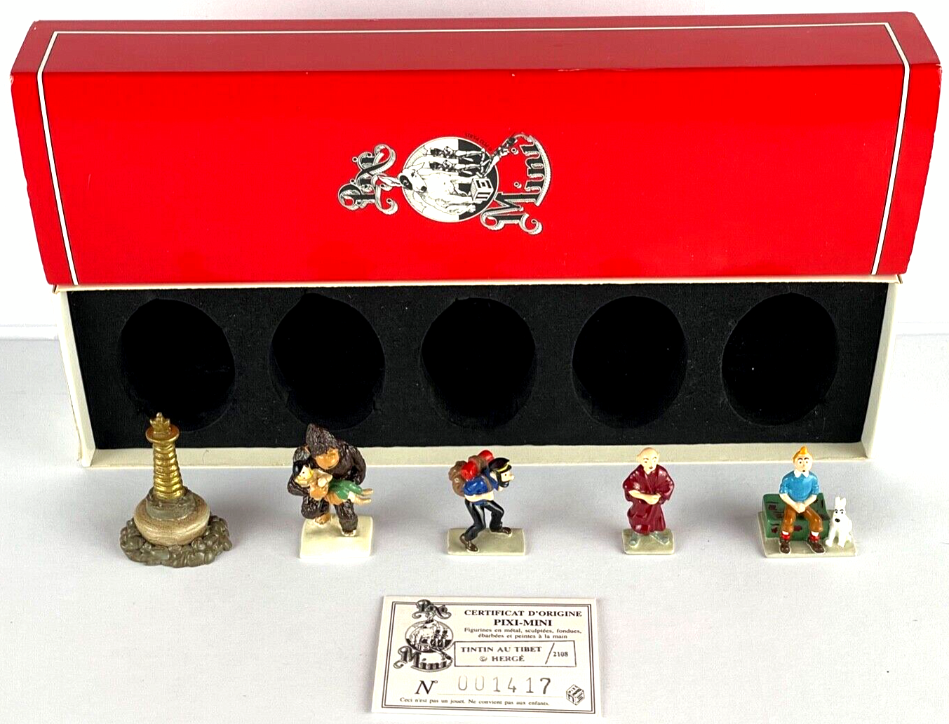 Pixi Mini Serie Tintin Set 2108 "Tintin Au Tibet" 1995 5x Metal Figurines RARE