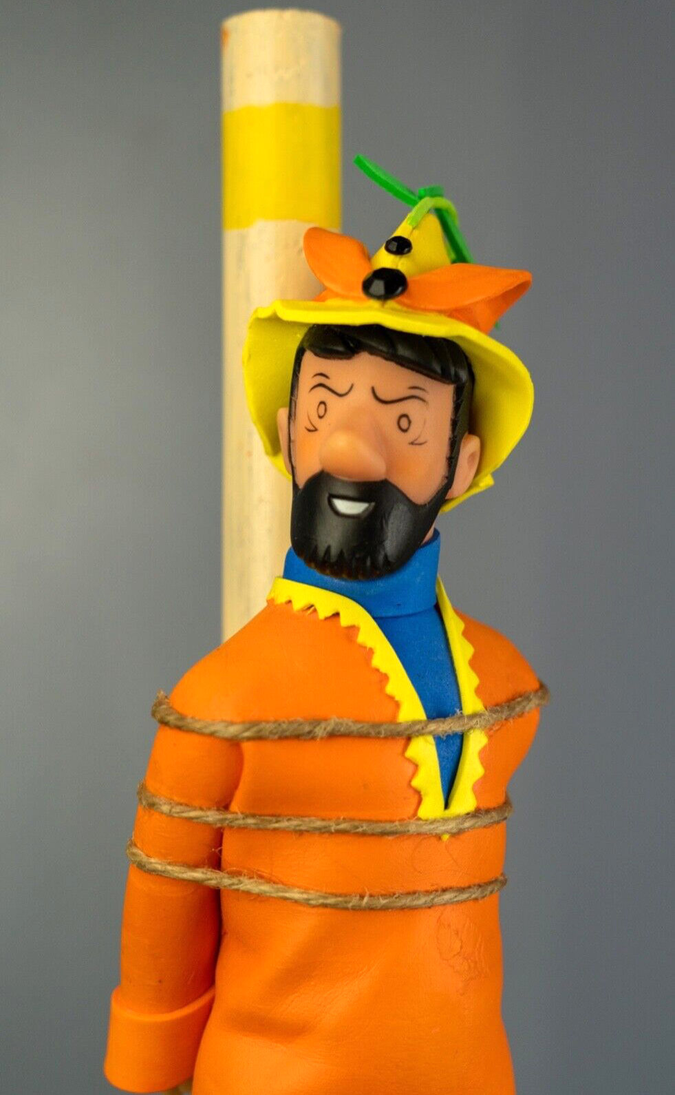Rare set of 2 Tintin Tyco Dolls: Haddock & Calculus in Prisoners Sun custom 1995