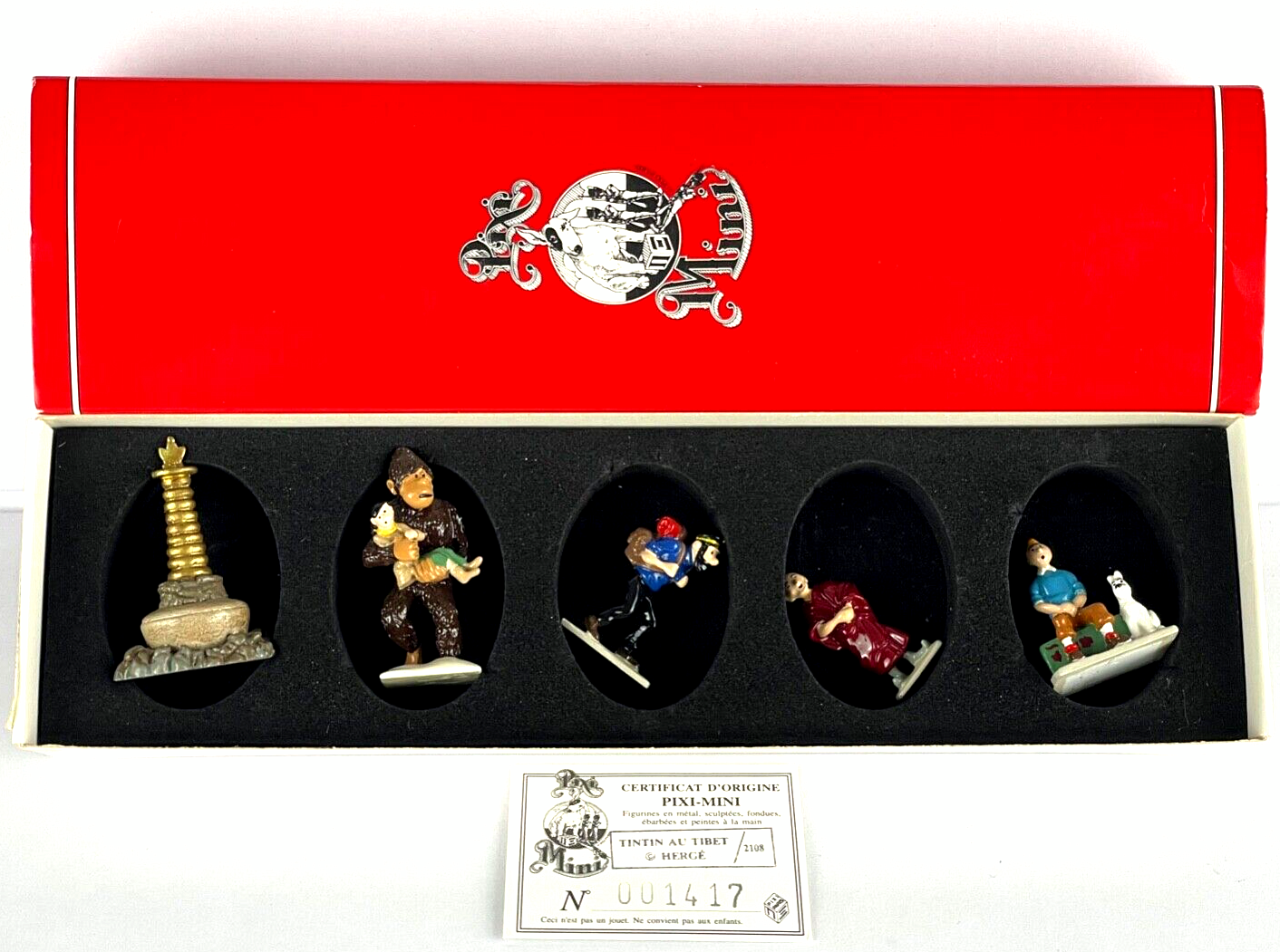 Pixi Mini Serie Tintin Set 2108 "Tintin Au Tibet" 1995 5x Metal Figurines RARE