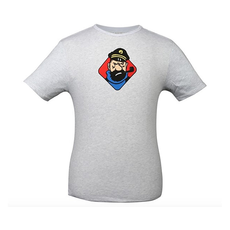 Moulinsart "Haddock Insults" Kids T-Shirt: Light Grey/Colour Cotton T Shirt 2 - 12 years ML Hergé