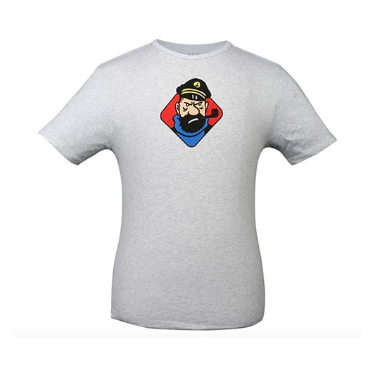 Moulinsart "Haddock Insults" Kids T-Shirt: Light Grey/Colour Cotton T Shirt 2 - 12 years ML Hergé