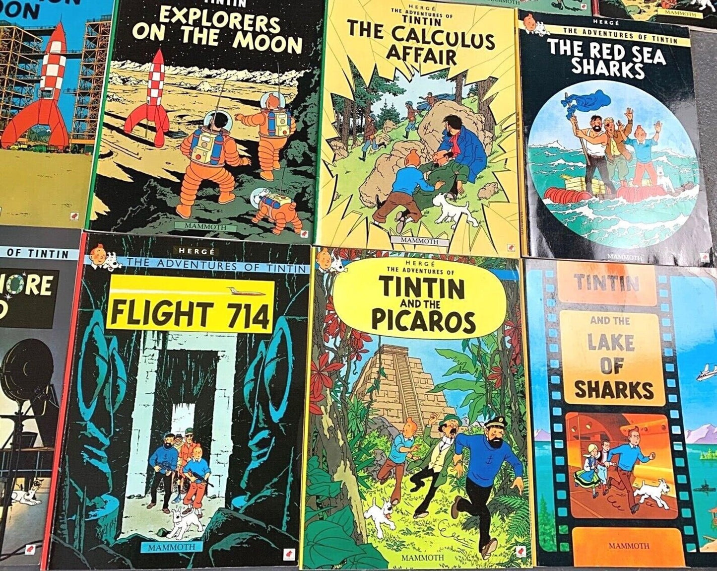 Set of 22 Vintage Mammoth Tintin Paperback Books: Hyslop text by Herge Comic Lot