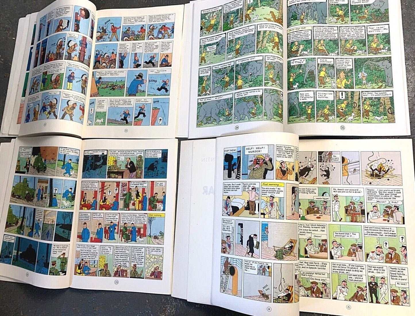 Set of 22 Vintage Mammoth Tintin Paperback Books: Hyslop text by Herge Comic Lot