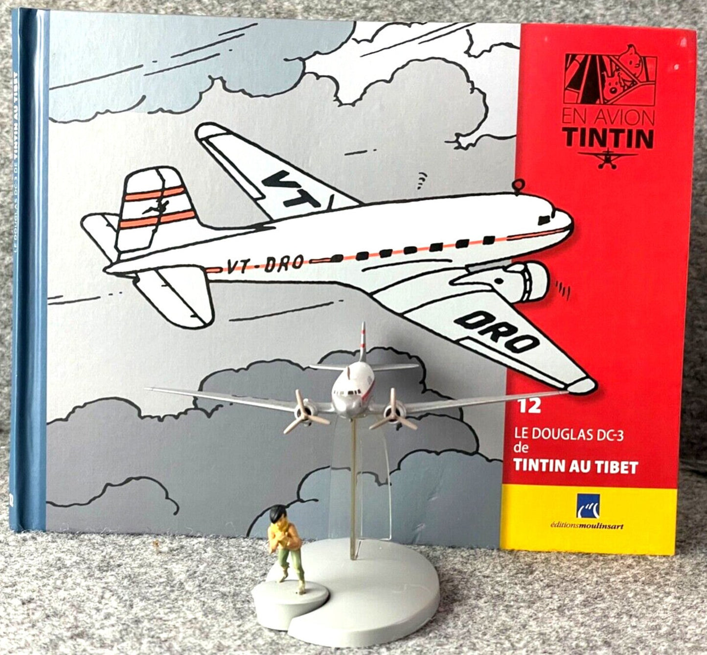 Hachette Tintin Plane #12 Douglas DC-3 Chang - Tibet Model Avion +Figure