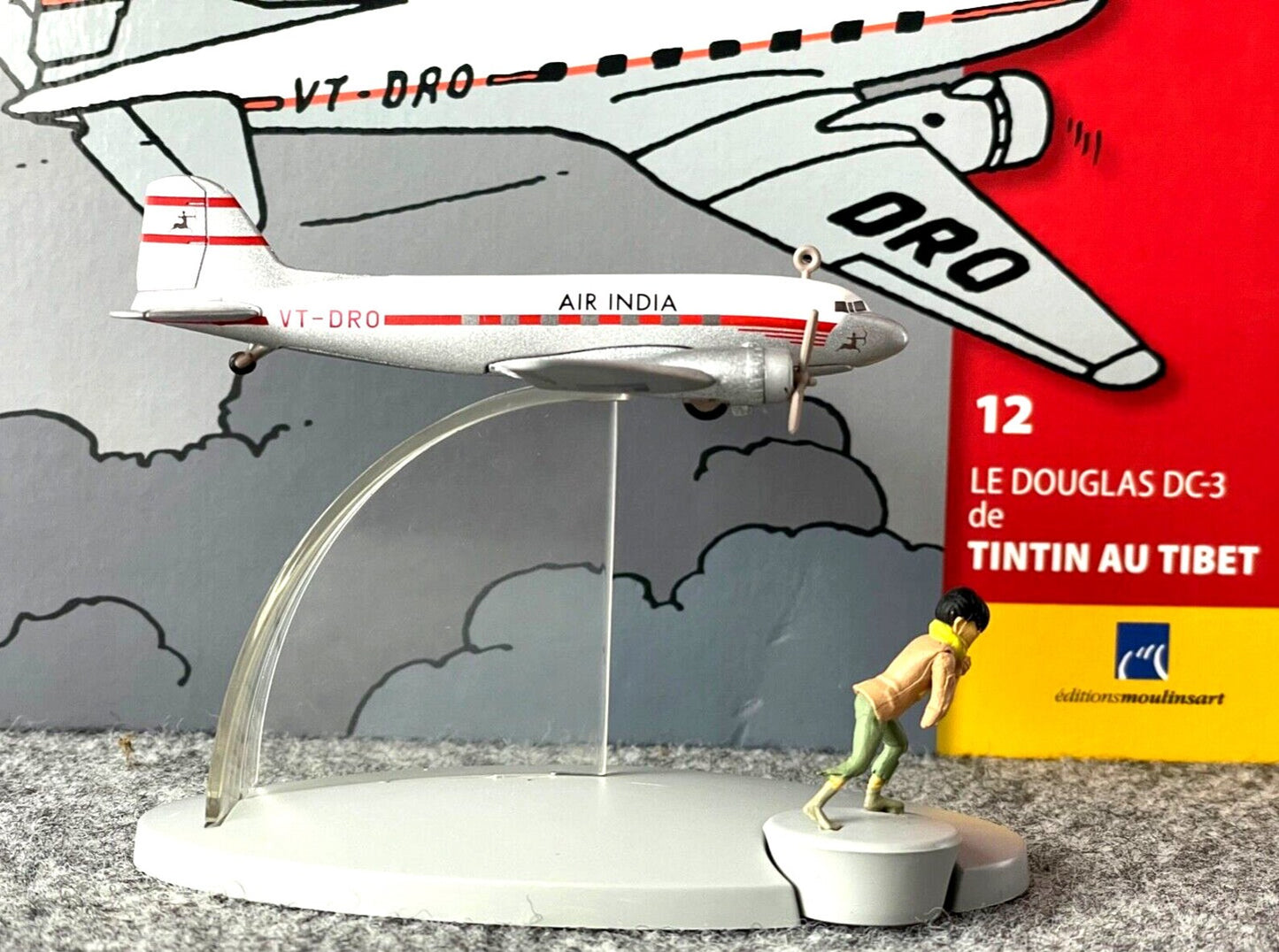 Hachette Tintin Plane #12 Douglas DC-3 Chang - Tibet Model Avion +Figure
