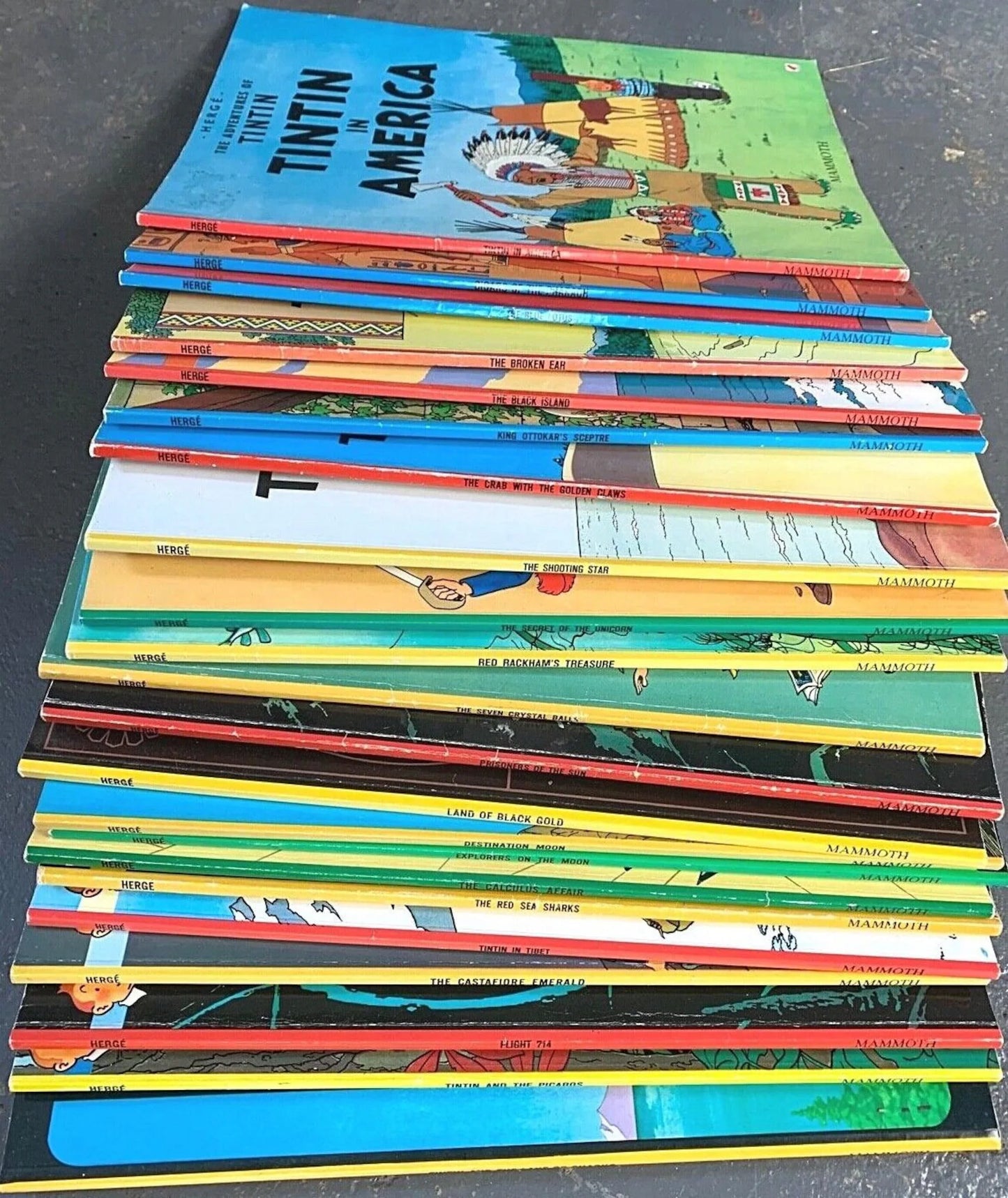 Set of 22 Vintage Mammoth Tintin Paperback Books: Hyslop text by Herge Comic Lot