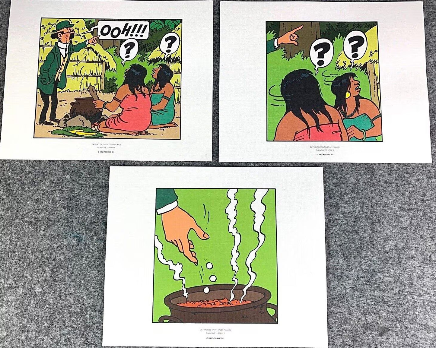 Moulinsart 3 Part Comic Strip Picaros Calculus - 2011 Herge ex-libris