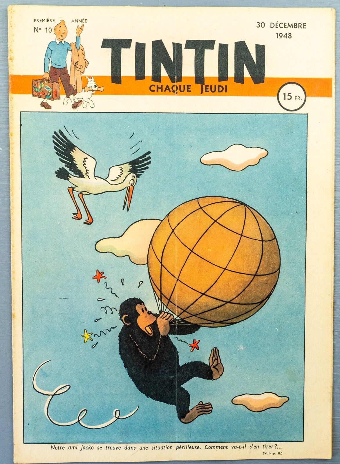 JOURNAL TINTIN Issue 10: 1948 Herge Cover Edition Vintage Comic EO Couverture