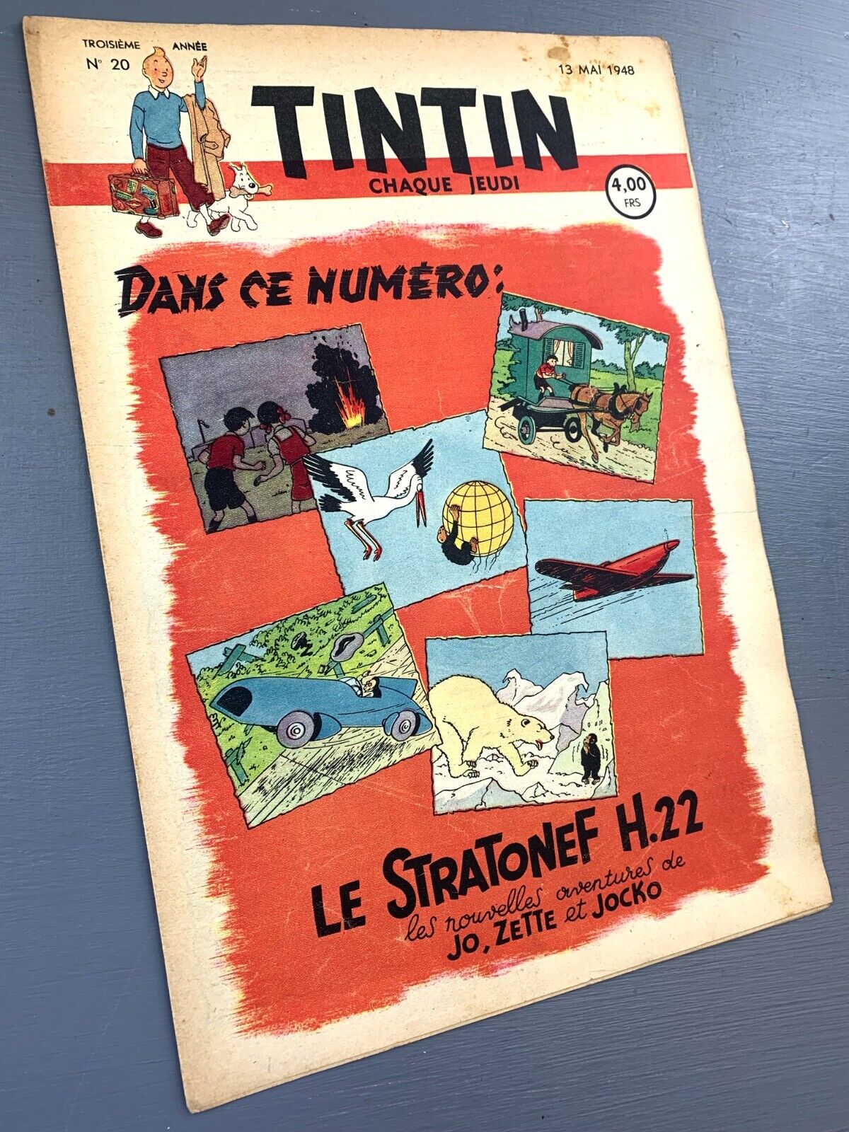 JOURNAL TINTIN Issue 20: 1948 Herge Cover Edition Vintage Comic EO Couverture