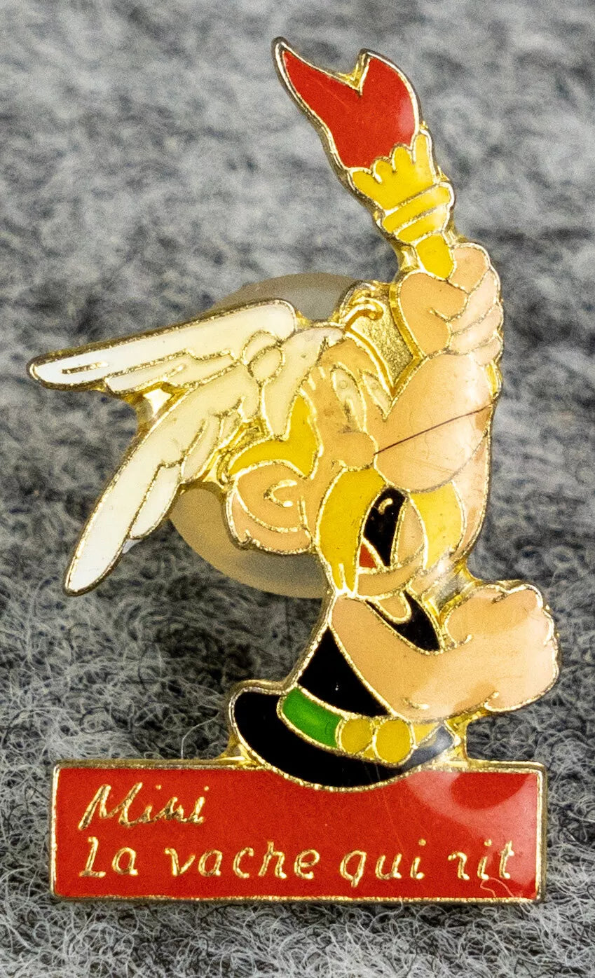 Asterix Red Torch Pin Badge: Vintage Goscinny Collectible Asterix & Obelix