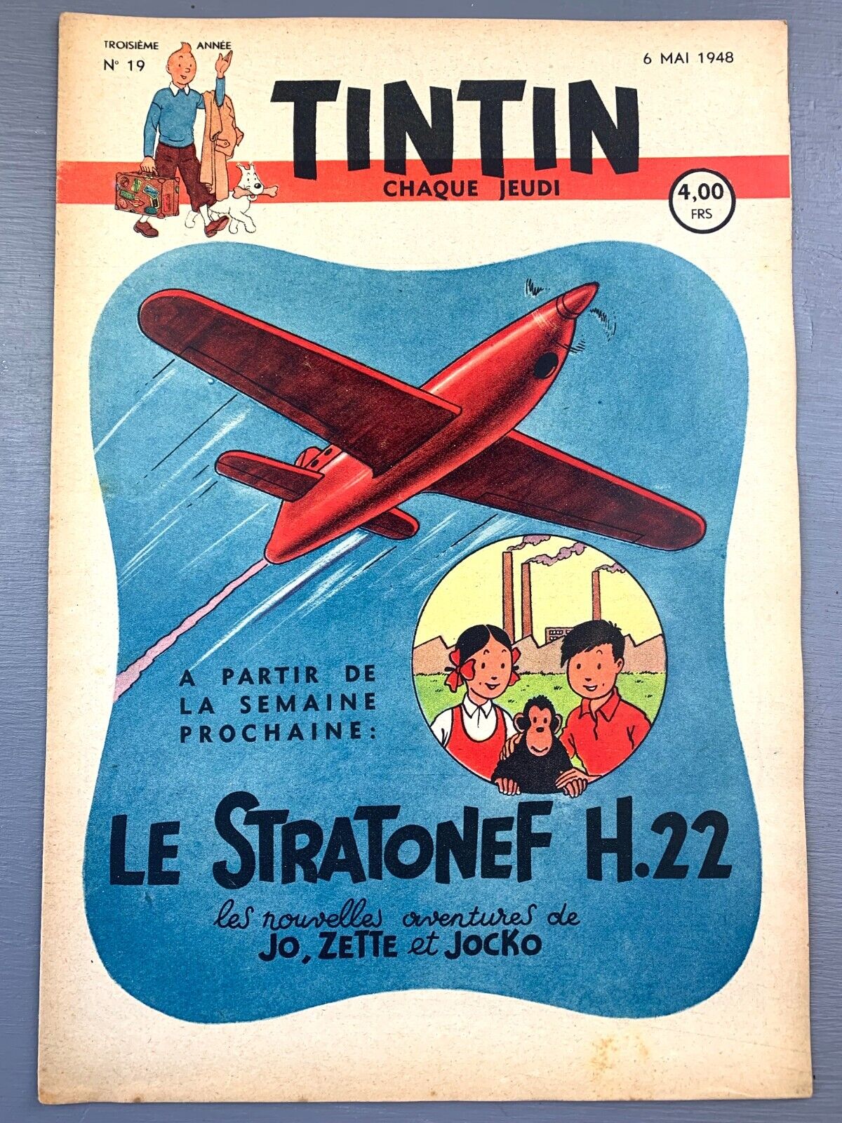 JOURNAL TINTIN Issue 19: 1948 Herge Cover Edition Vintage Comic EO Couverture