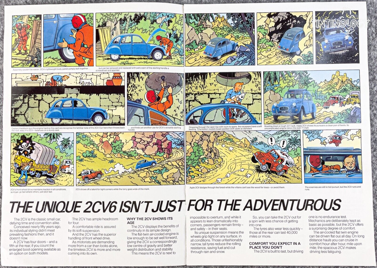 1984 Citroen Tintin Car Brochure: Further Adventures of the 2CV6 by Herge Comic