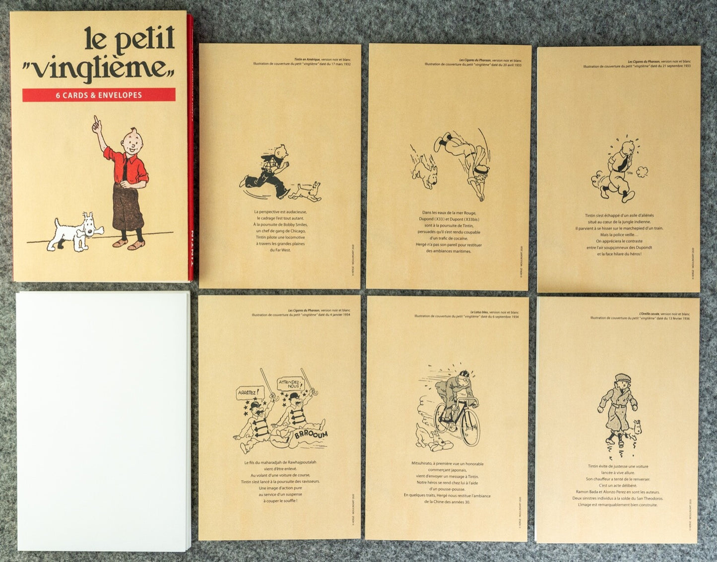 Set x6 Le Petit Vinglieme Greeting Cards/Envelops: Limited Edition by Herge/Moulinsart