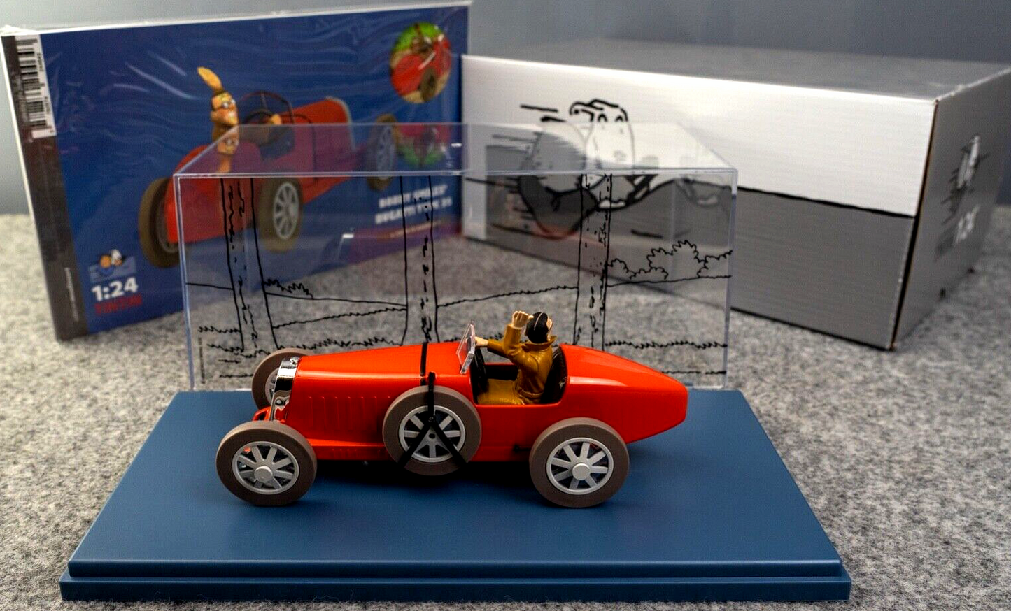 VOITURE TINTIN 1/24 29941 Bugatti Type 35 Bobby Smiles: America Hachette Car #41
