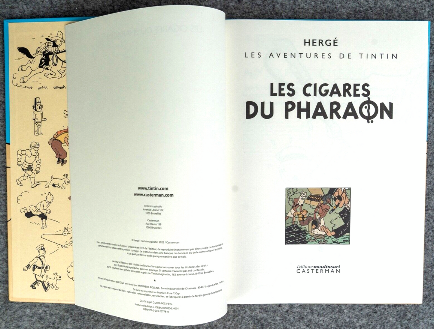 Les Cigares Du Pharaon - Casterman 2022 1st Colorized Edition HB Tintin Comic Book