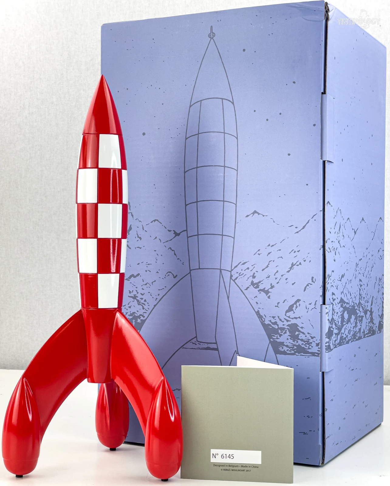 Statuette Moulinsart Tintin 46949 Moon Rocket 30cm Rare Resin Model 2017