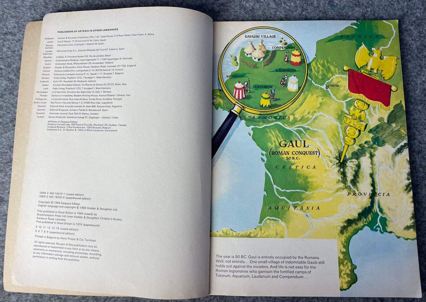 Asterix & the Gladiator - 1970s Hodder/Dargaud UK Edition Paperback Book Uderzo