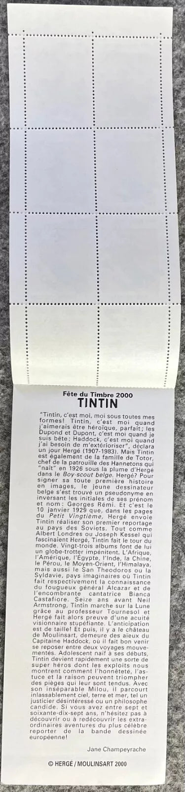 Tintin Running Year 2000 x 7: Rare Belge Post/Moulinsart Tintin Postage Stamp Collection