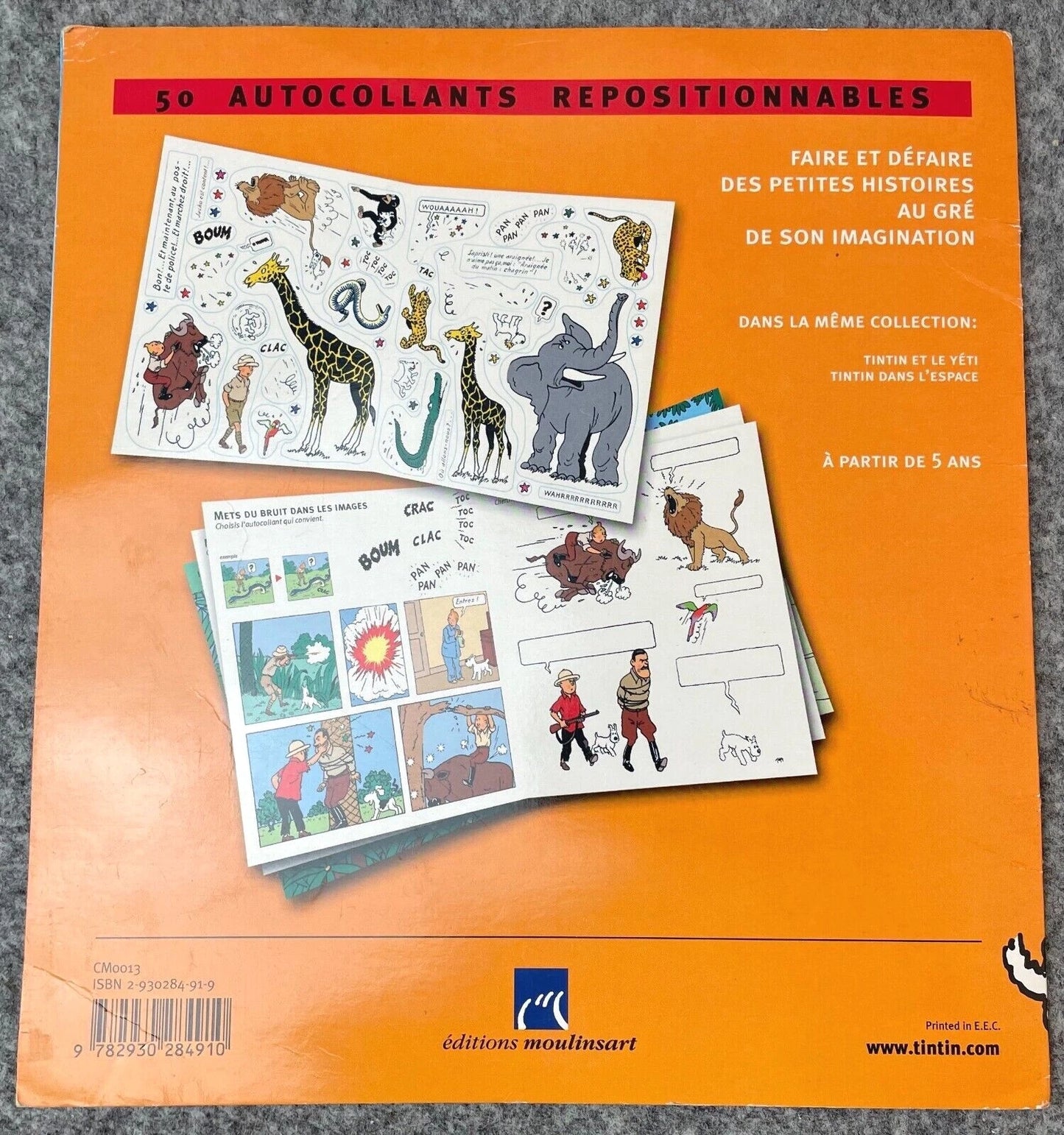 Tintin et les animaux Rare LTD Release 2002 Tintin Sticker Book Editions Moulinsart