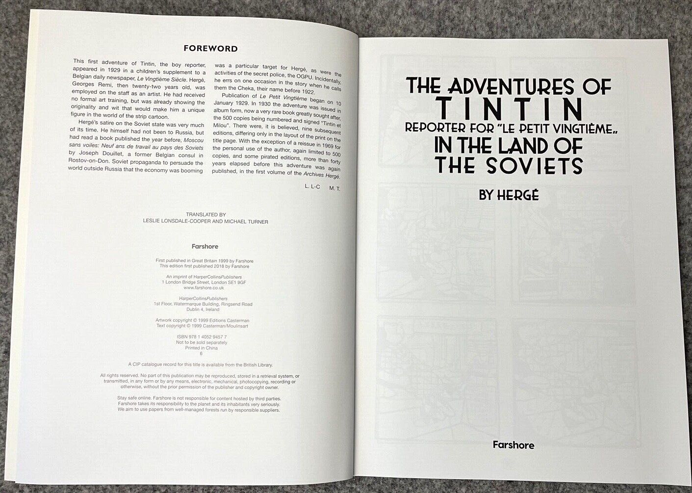 In the Land of the Soviets - Farshore 2000s UK Edition Tintin Book Paperback Herge