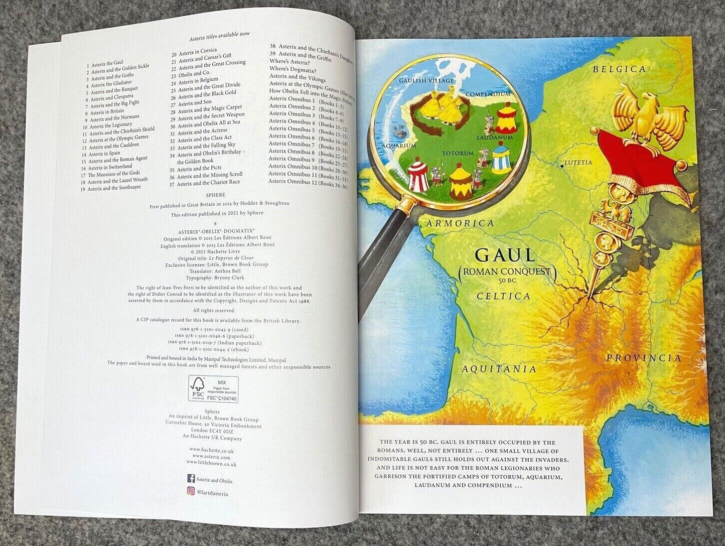 Asterix & Missing Scroll - 2000s Orion/Sphere UK Edition Paperback Book EO Uderzo