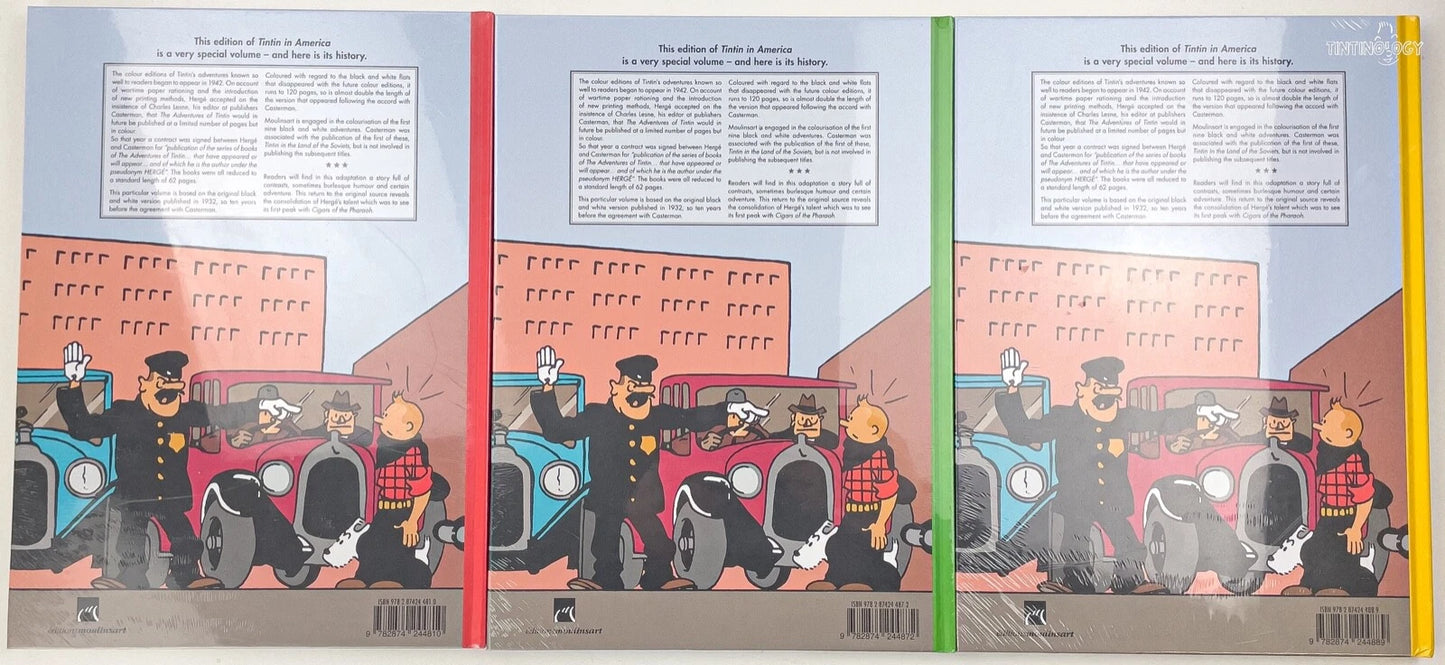 Tintin in America B&W Colorised Editions V1,2,3 - 2020 Hardback Books by Moulinsart FULL SET