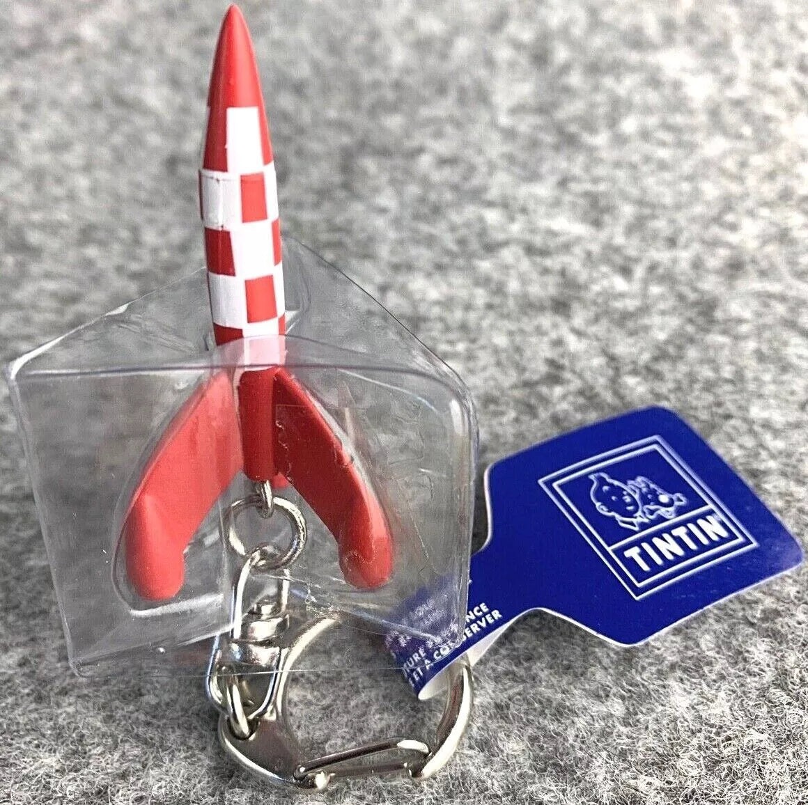 Moulinsart Moon Rocket Toy Keyring: 5.5cm Height 42438 Official Tintin Figure Key Ring