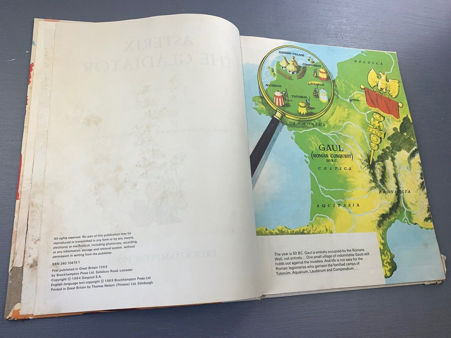 Asterix & Gladiator: 1969 Brockhampton 1st UK Edition Hardback Book EO Uderzo