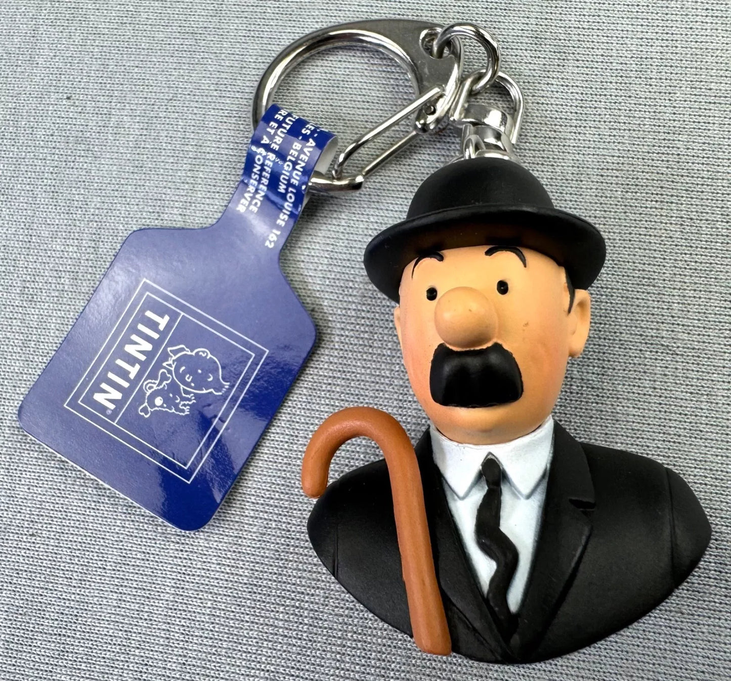 Moulinsart Toy Keyring: Tomson Bust 3.5cm Height 42318 Official Tintin Figure Key Ring