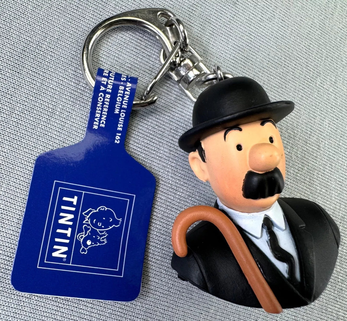 Moulinsart Toy Keyring: Tomson Bust 3.5cm Height 42318 Official Tintin Figure Key Ring