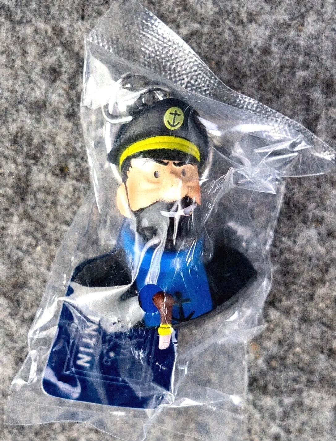 Moulinsart Toy Keyring: Haddock Bust Figure 3.5cm Height 42315 Official Tintin Figure Key Ring